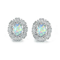 Vintage Blue White Glass Opal Stud Earrings – Nickel Free