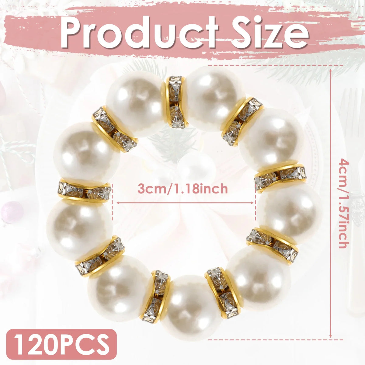 Pearl Napkin Rings – Elegant Elastic Serviette Holders 24/120 Pcs