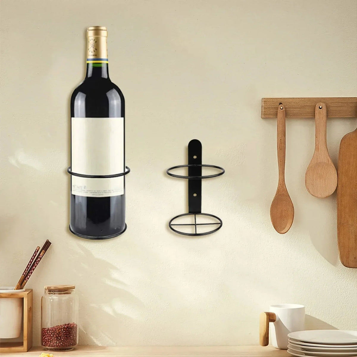 Wall Mounted Iron Wine Bottle Rack | Home Bar Kitchen Organizer