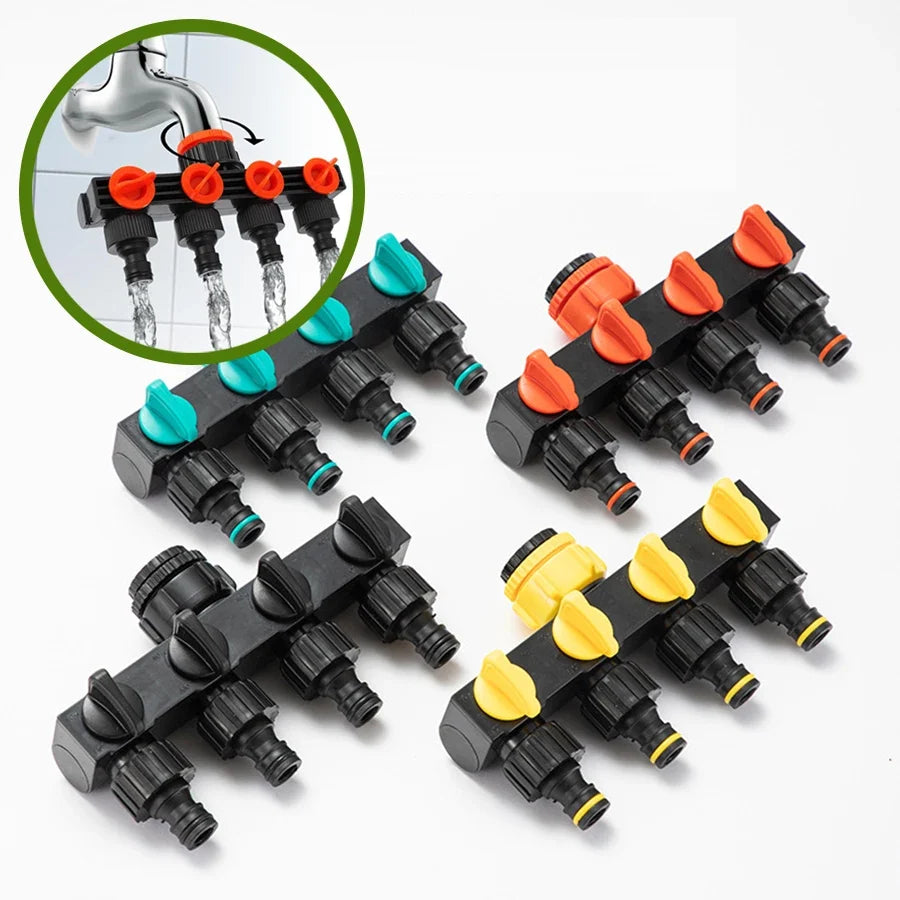 4-Way Garden Hose Splitter | Faucet Diverter 4 Port Tap