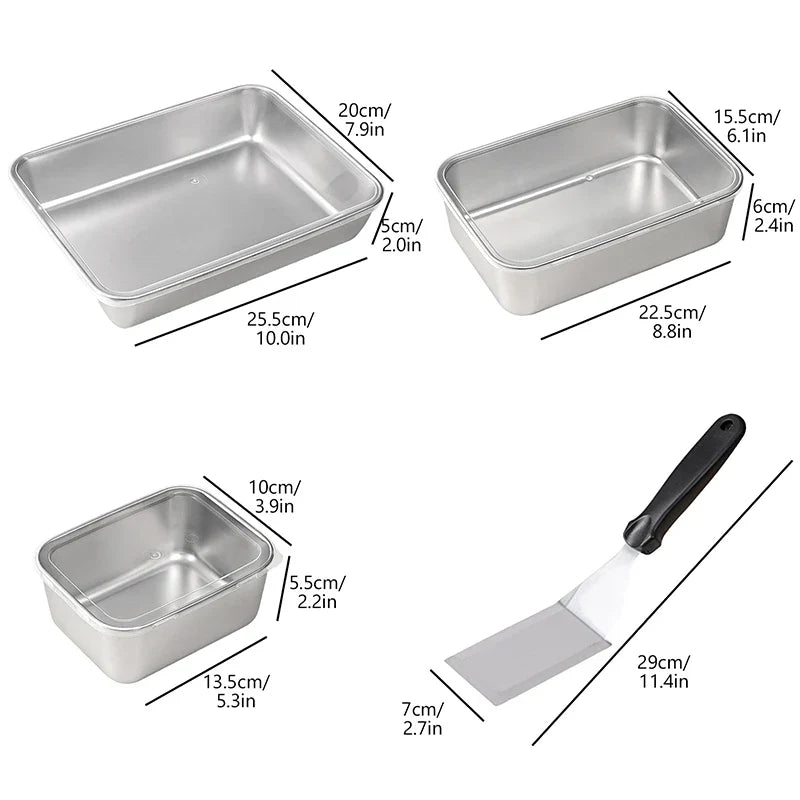 Stainless Steel Rectangular Tiramisu Mold & Cake Pan with Lid