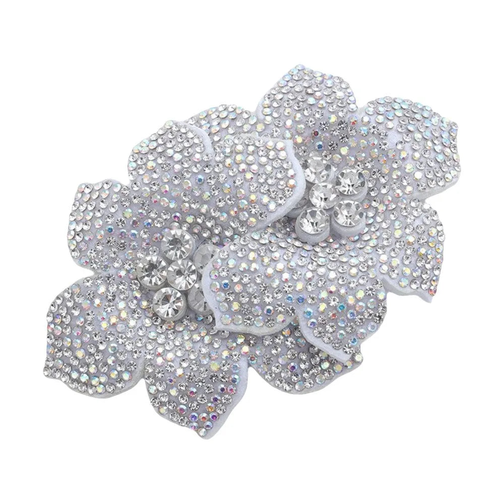 3D Rhinestone Rose Patch – Sparkling DIY Flower Appliqué
