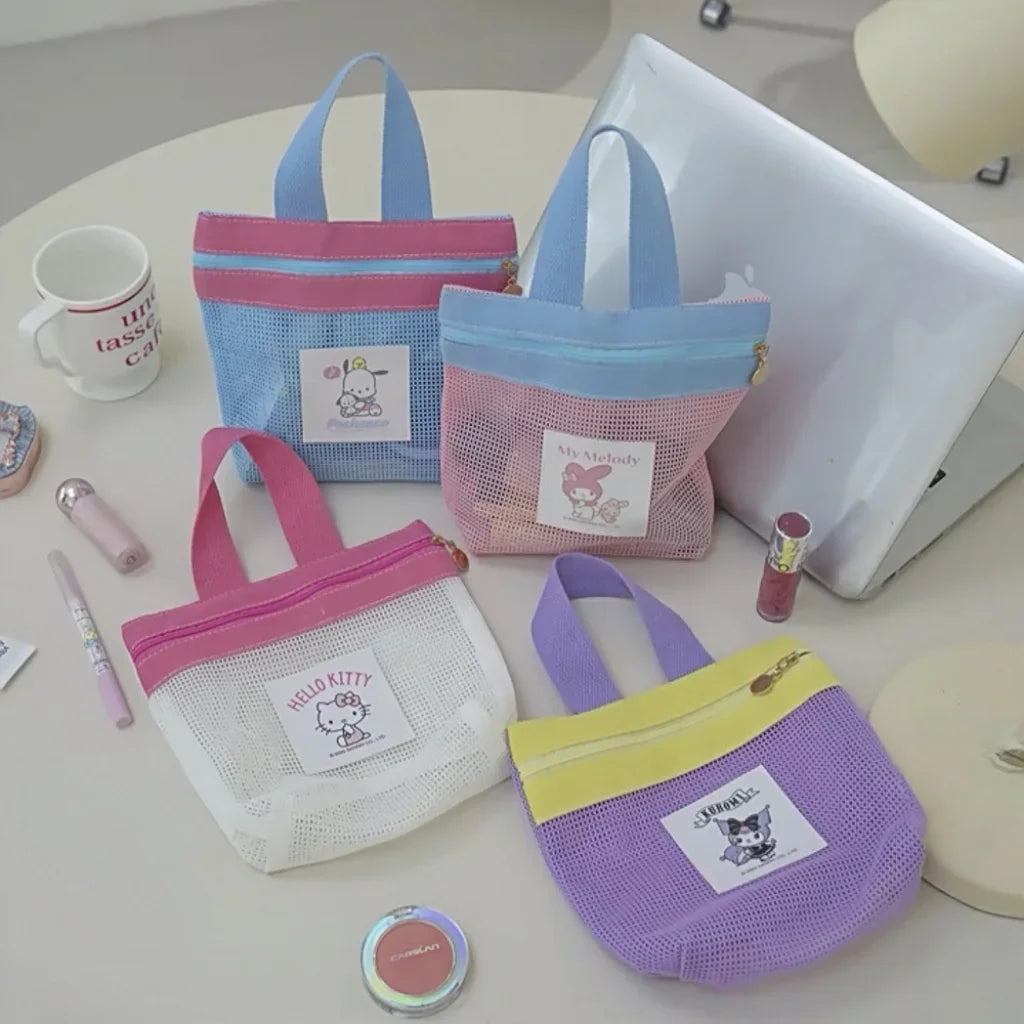 Hello Kitty Sanrio Mesh Tote Bag – Zipper Handbag Women & Kids