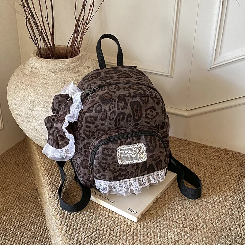 Leopard Print Flannel Backpack – Preppy Women's Commuter Bag