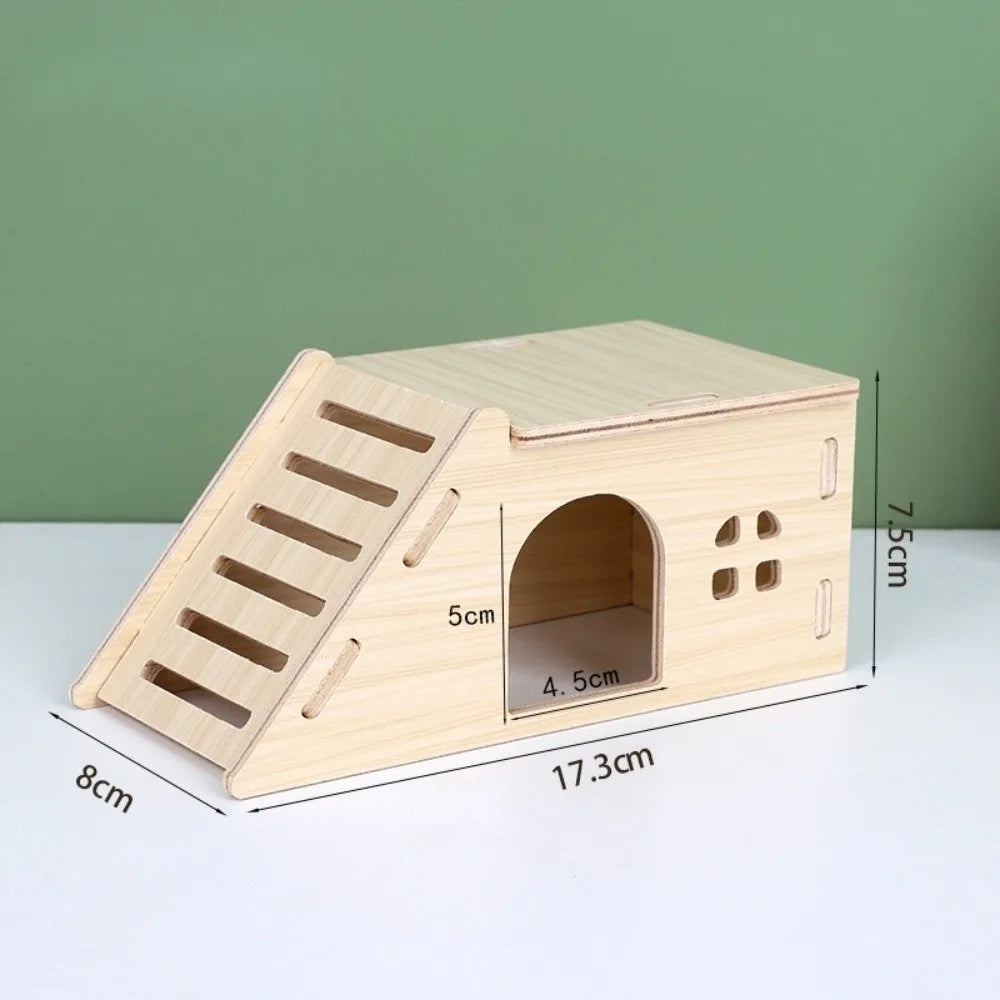 Wooden Hamster Villa – Seesaw, Swing & Climb Cage Toy