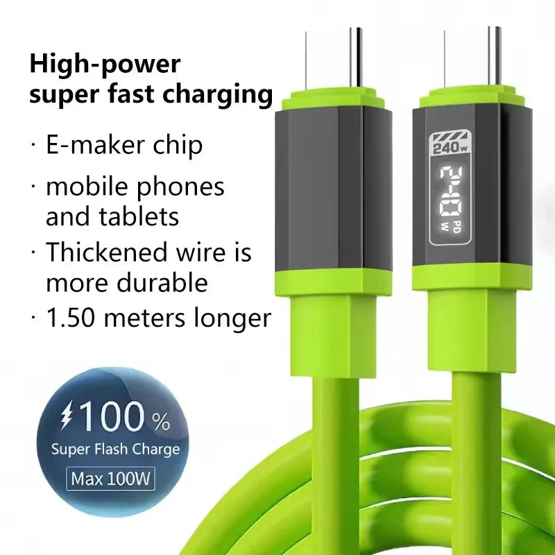 USB-C PD 240W LED Fast Charging Cable 6A – Multi-Device