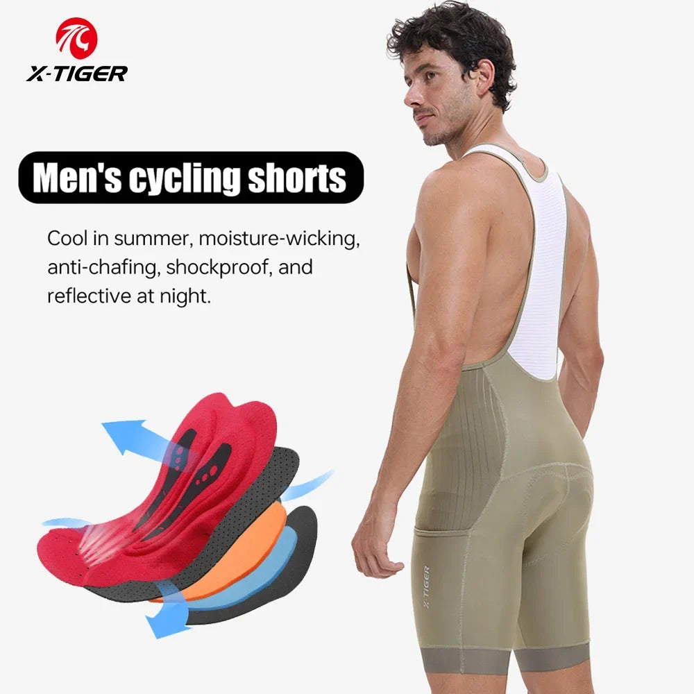X-TIGER Men's Pro Cycling Bib Shorts | Padded Road Bike Shorts