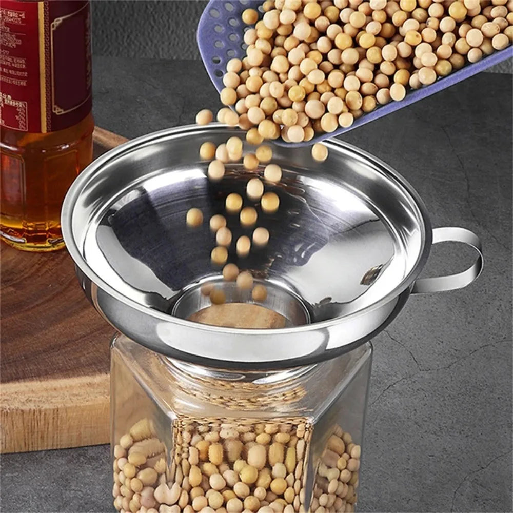 Stainless Steel Wide Mouth Funnel with Handle | Kitchen Tool
