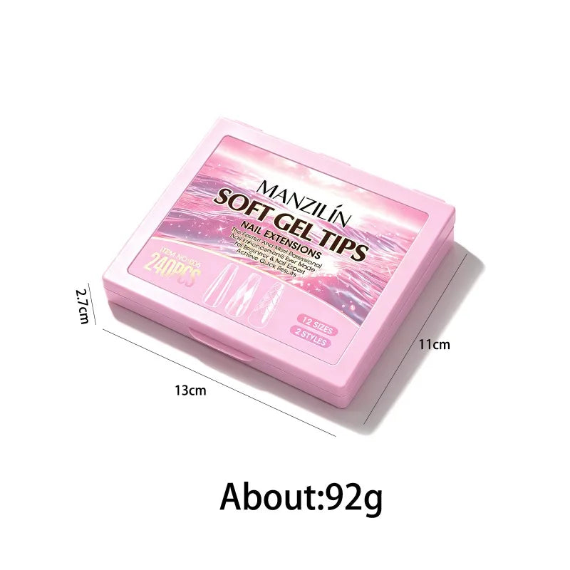 3D Fish Scale Press On Nails 240Pcs – Short Almond Soft Gel