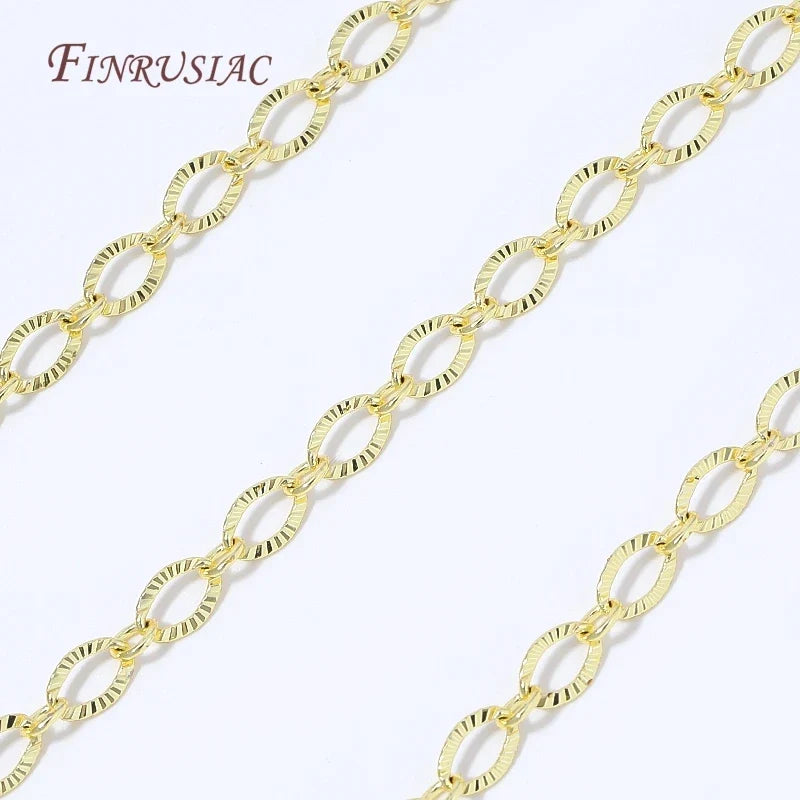 18K Gold Plated Oval Embossed Link Chain – DIY Jewelry Making