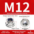 Stainless Steel Flange Lock Nuts Nylon Insert Hex M3–M16