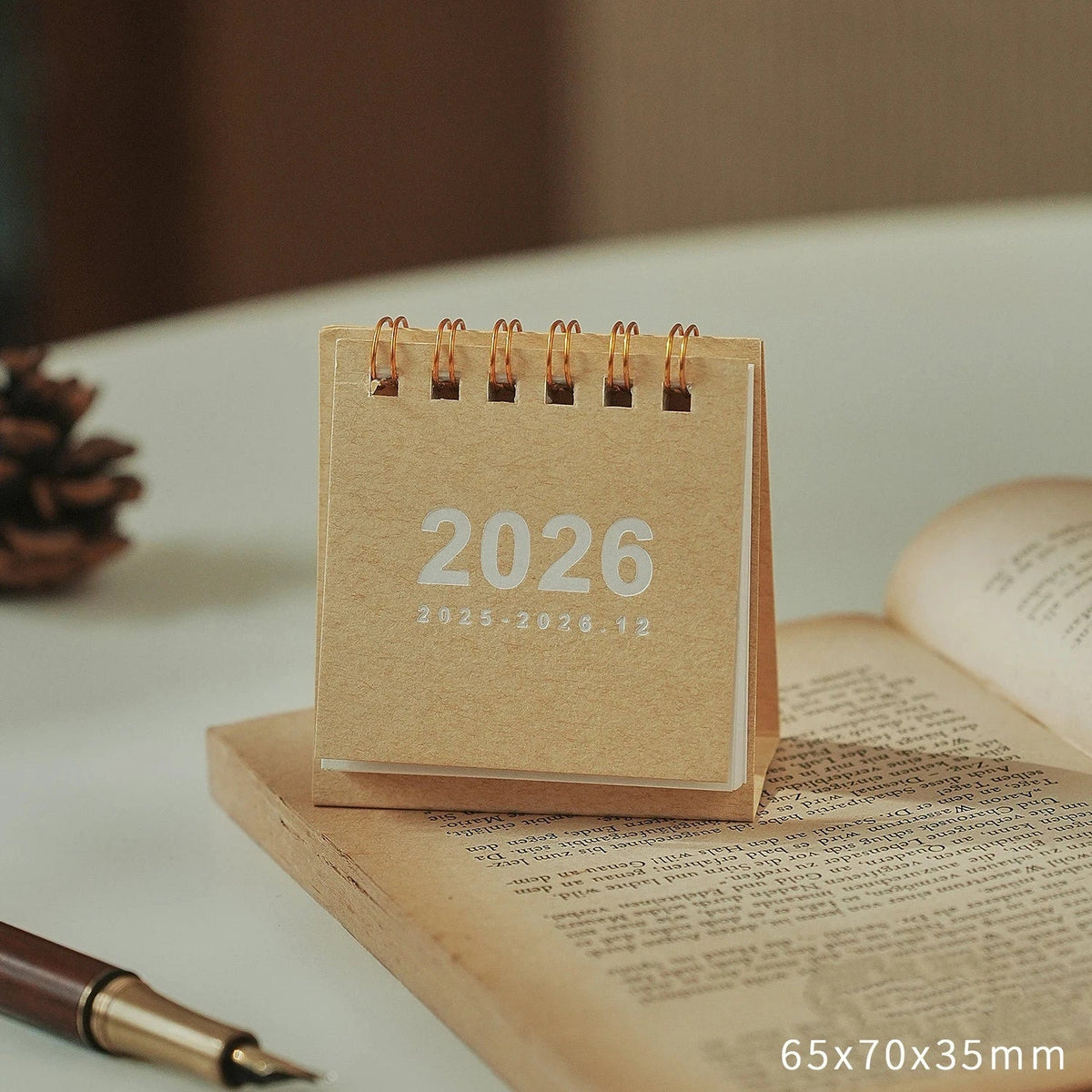 2026 Retro Mini Scroll Desk Calendar | Desktop Planner Decor