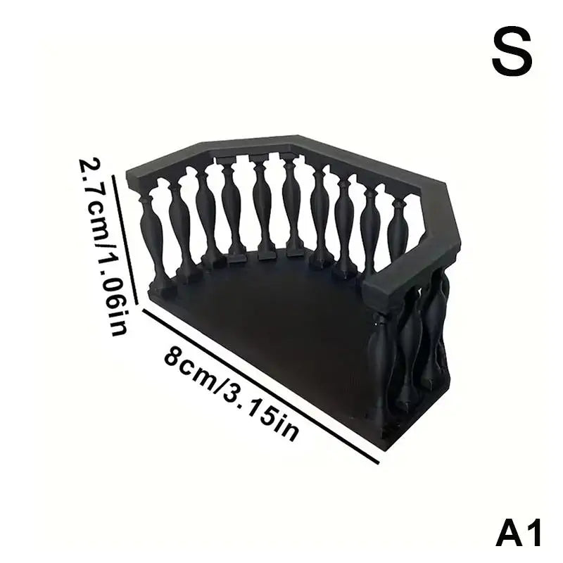 Miniature Dollhouse Balcony with Railing – European DIY Decor