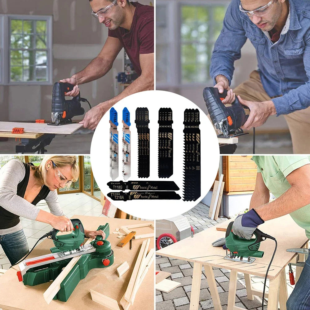10/20Pcs T-Shaft HCS Jigsaw Blades – Wood Metal Plastic Cutting