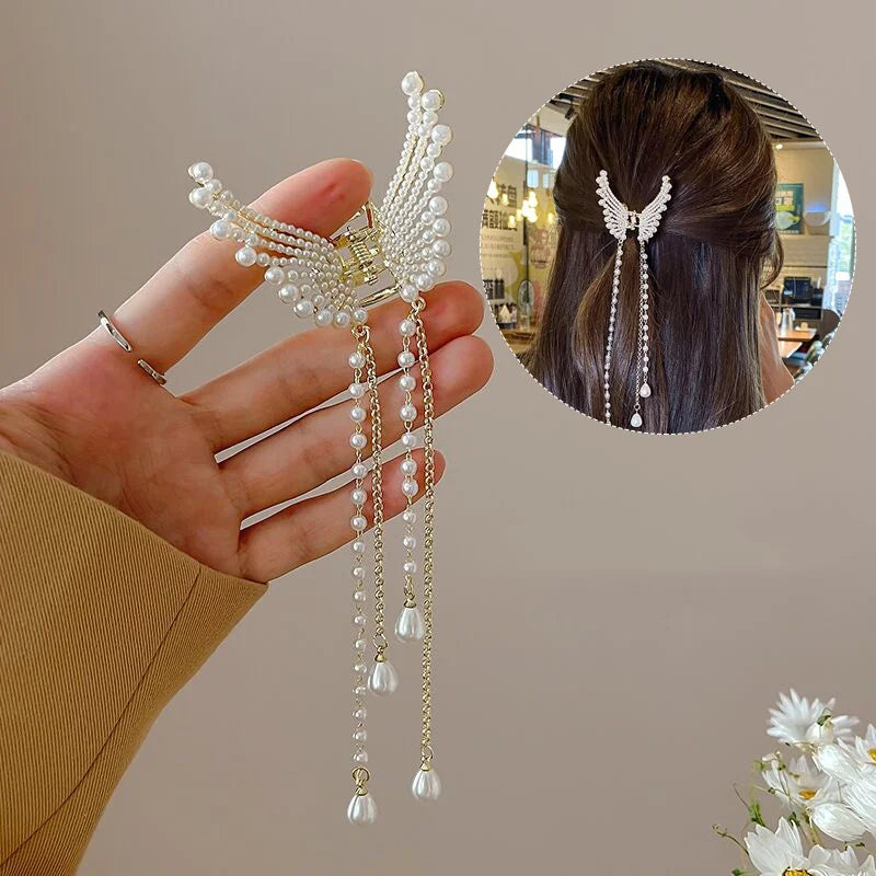 Snake Crystal Tassel Hair Claw Clips – Geometric Metal Women