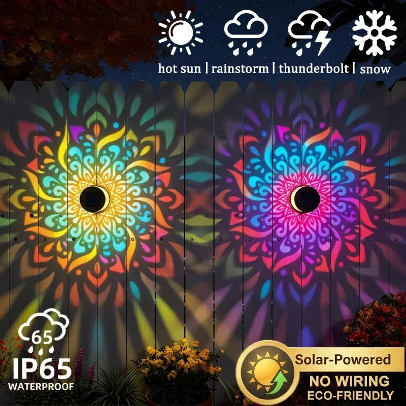 Solar Mandala LED Wall Lamp – Outdoor Waterproof Garden Light