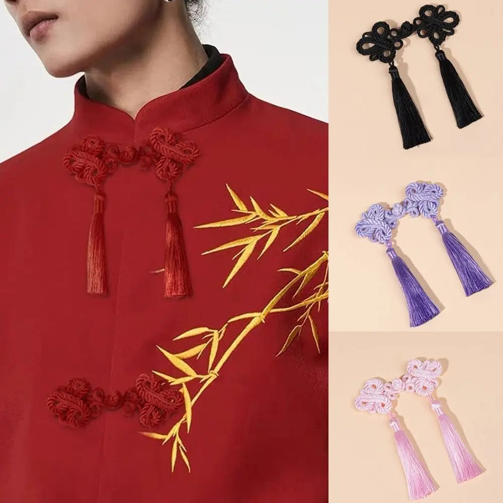 Chinese Knot Tassel Shank Buttons | DIY Plate Buckle 1 Pair