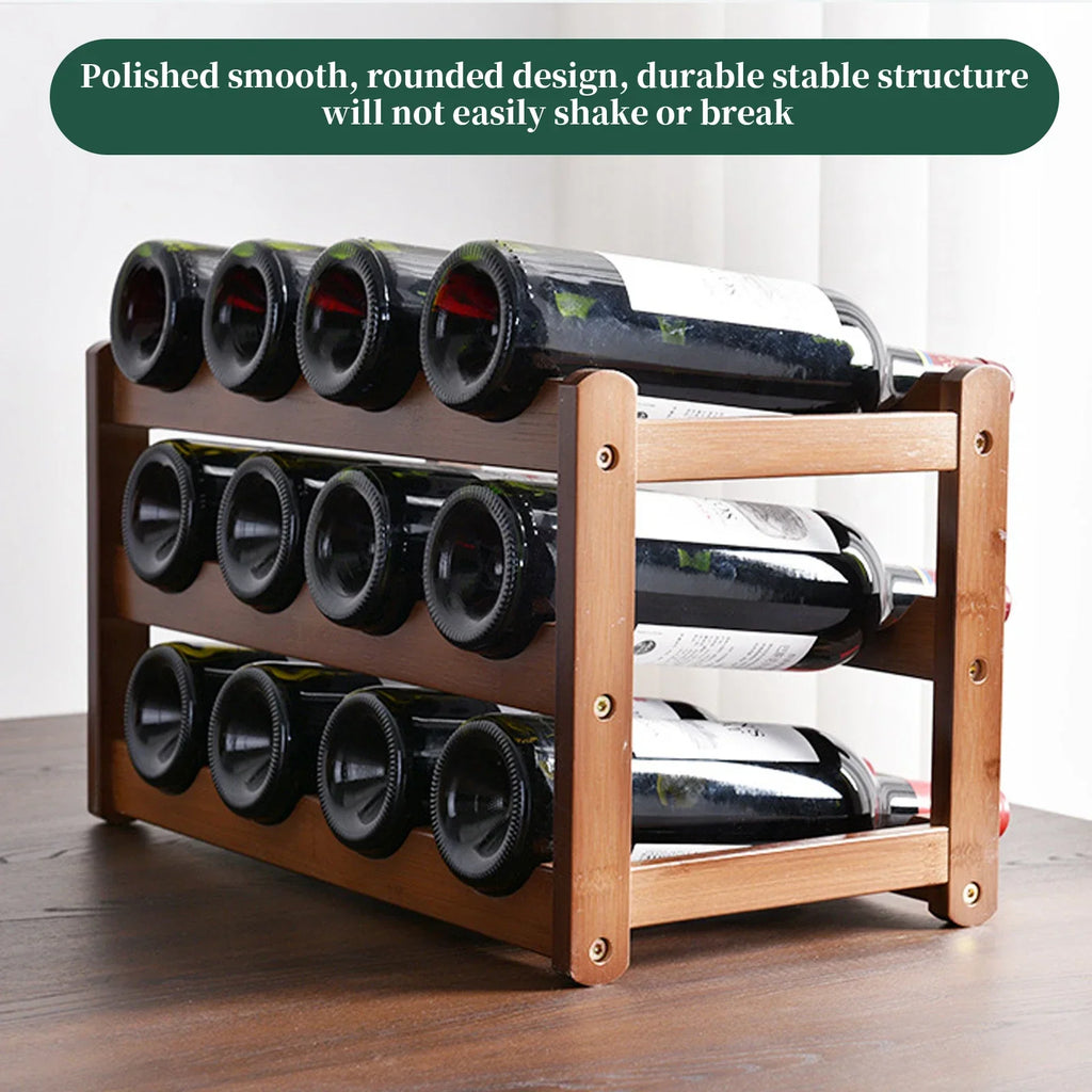 Wooden Wine Rack 2 or 3 Tier Countertop Bottle Holder
