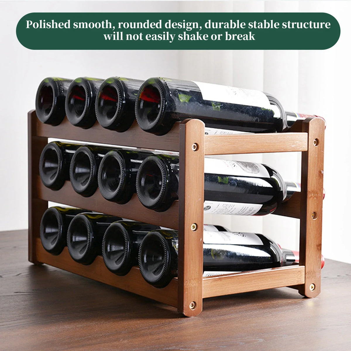 Wooden Wine Rack 2 or 3 Tier Countertop Bottle Holder