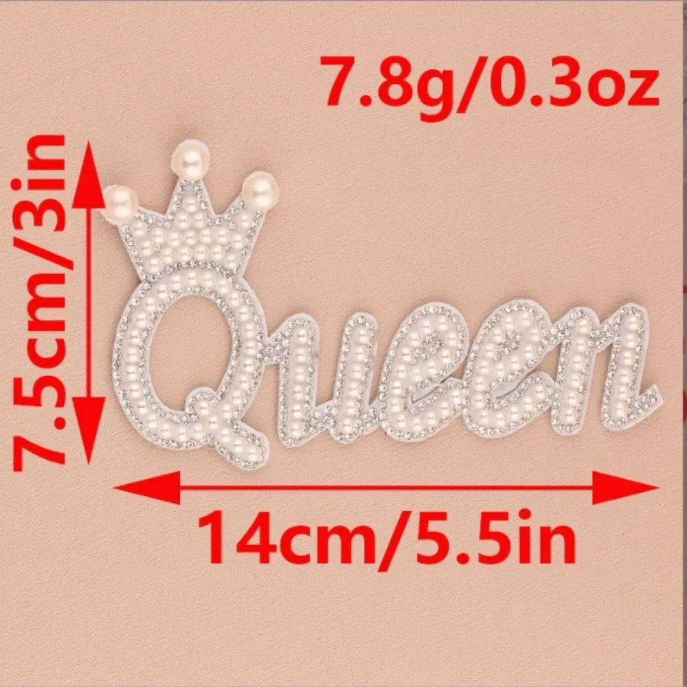 Pearl Rhinestone Letter Patches – Adhesive Non-Woven Appliqué