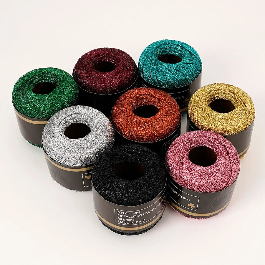 1mm Gold & Silver Metallic Yarn for Crochet, Knitting & Weaving