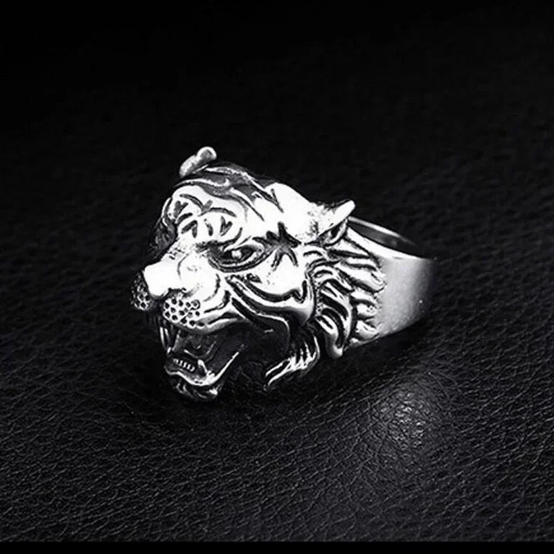 Tiger Head Adjustable Biker Ring | Zinc Alloy Retro Punk Style