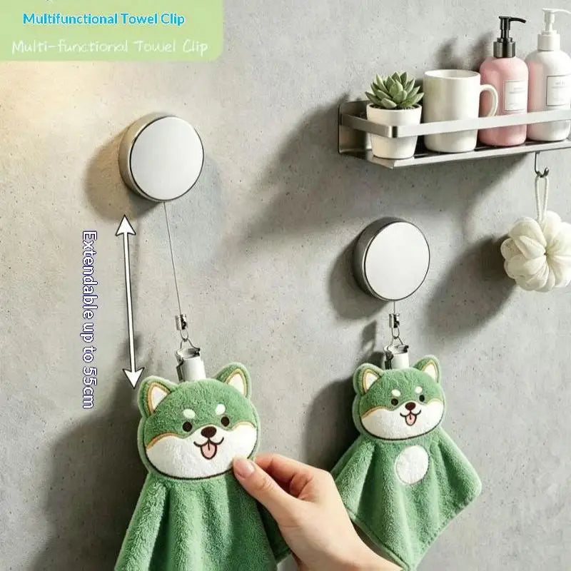 Retractable Wall Towel Rack – No-Drill Self-Adhesive Holder