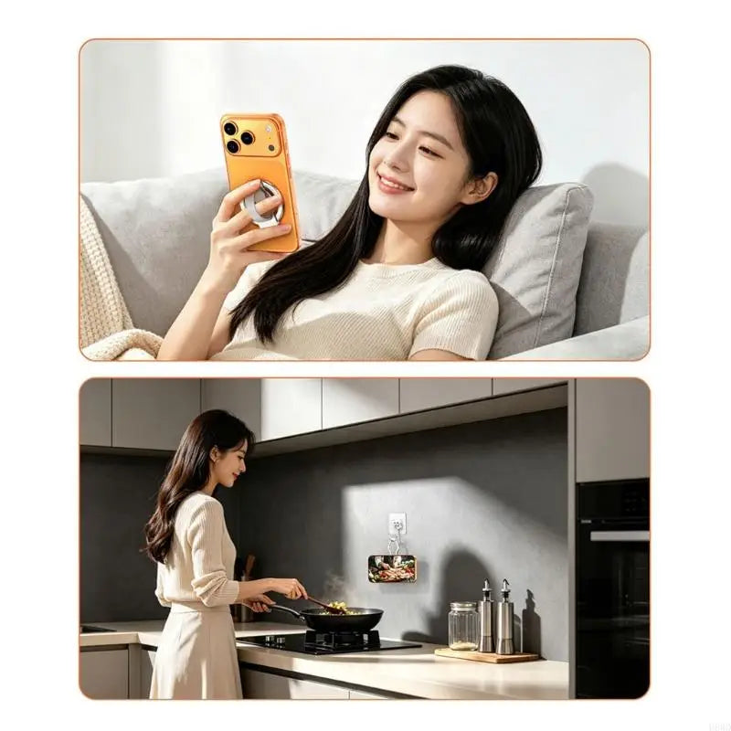 Rotating Magnetic Phone Holder with Silicone Ring | Kitchen