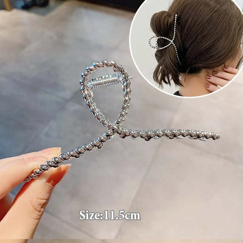 Metal Geometric Hair Claw Clips – Gold & Silver for Women