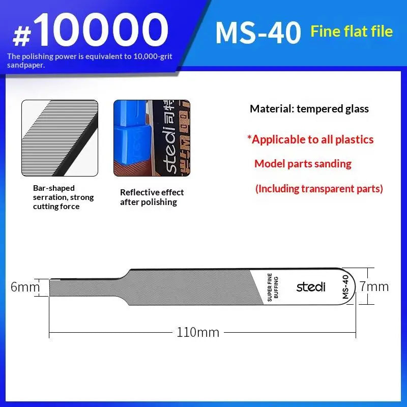 Ultra Fine Glass File – Washable Model Polishing & Nub Removal Tool