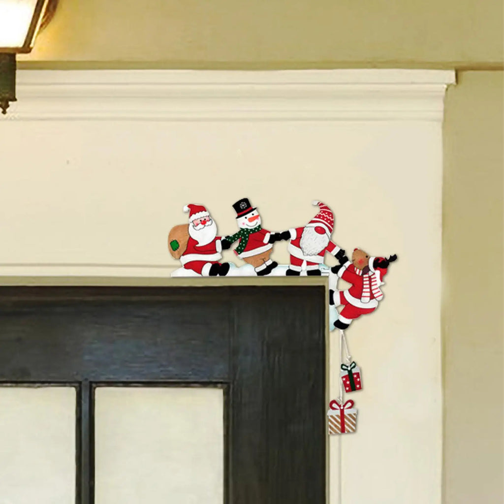 Wooden Christmas Door Frame Decoration – Santa Snowman Elk