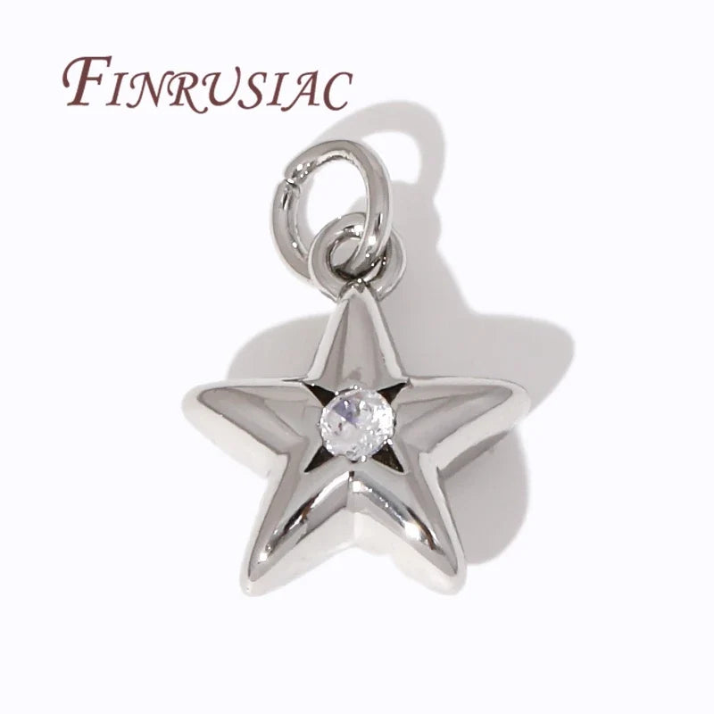 18K Gold Plated Star Charms – Brass Zircon DIY Jewelry Pendants