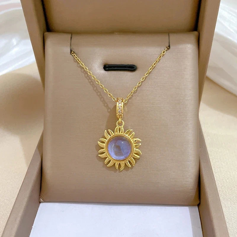 Sunflower Pendant Choker Necklace | Gold Stainless Steel