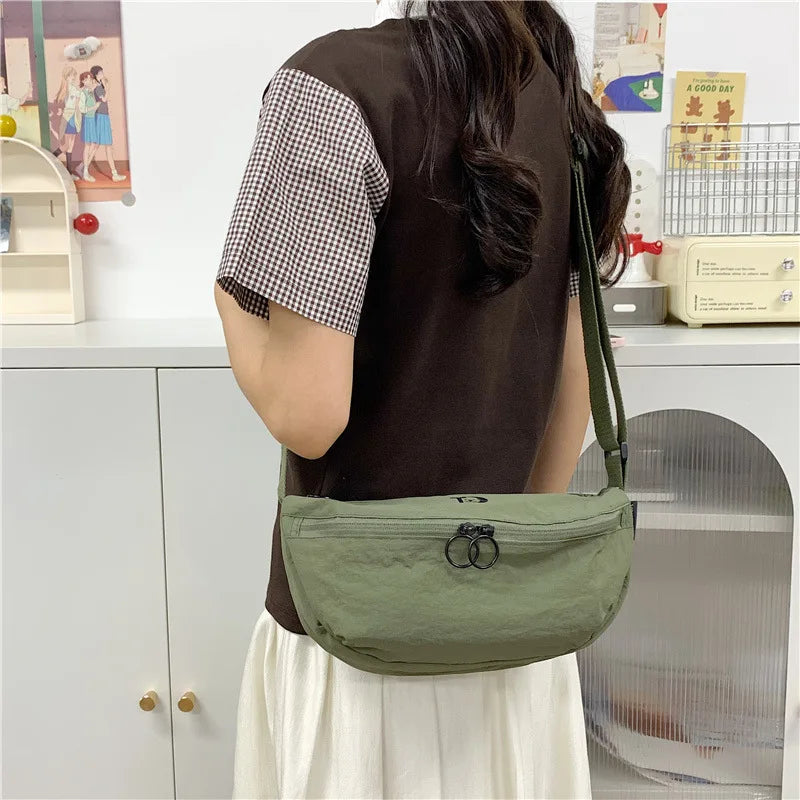 Minimalist Korean Crossbody Bag – Large Nylon Shoulder Bag