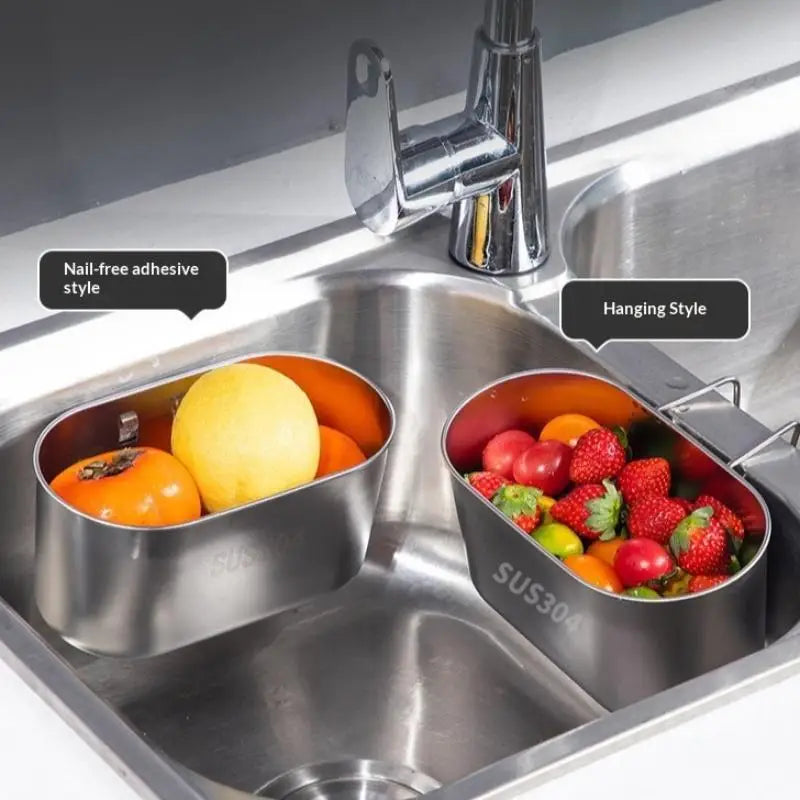 SUS304 Stainless Steel Sink Drain Basket – Dual Mount Kitchen Rack
