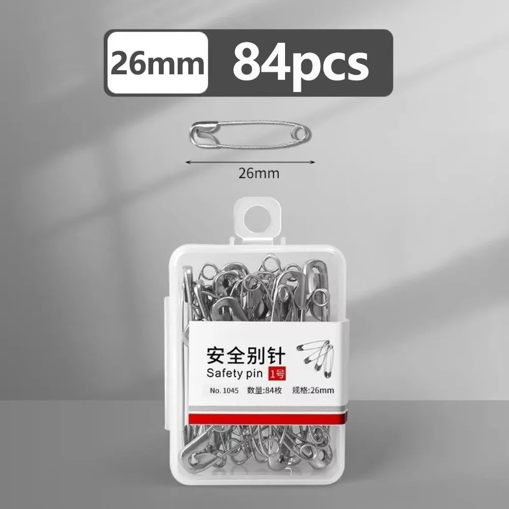 Multi-Size Rust-Proof Stainless Steel Safety Pins with Storage Box