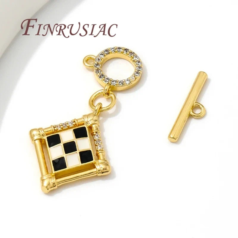 18K Gold Plated Toggle Clasps – Brass & Zircon DIY Findings