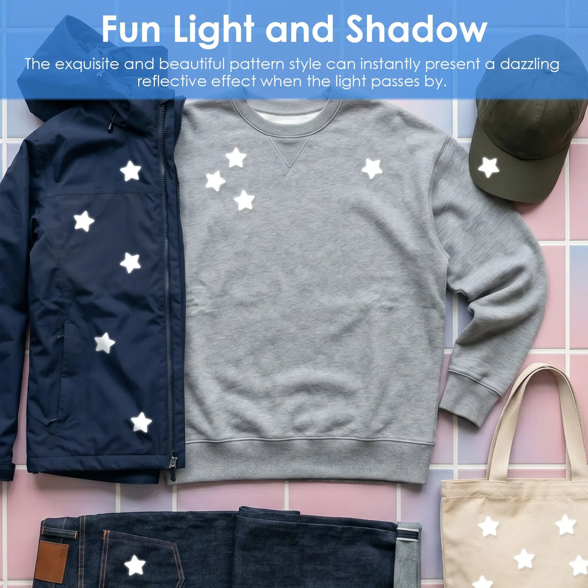 Reflective Iron-On Heat Transfer Stickers for Fabric DIY