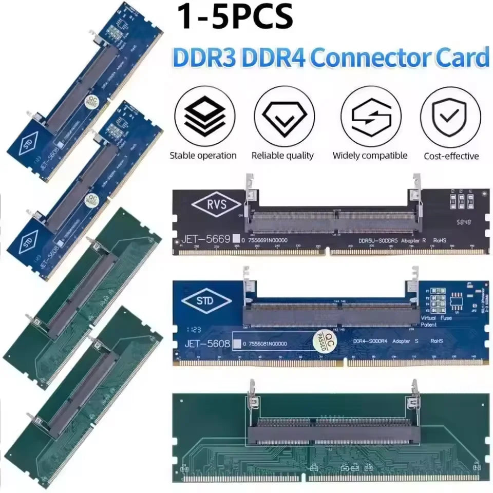 SO-DIMM to DIMM Adapter Card | DDR3 DDR4 DDR5 Laptop to Desktop