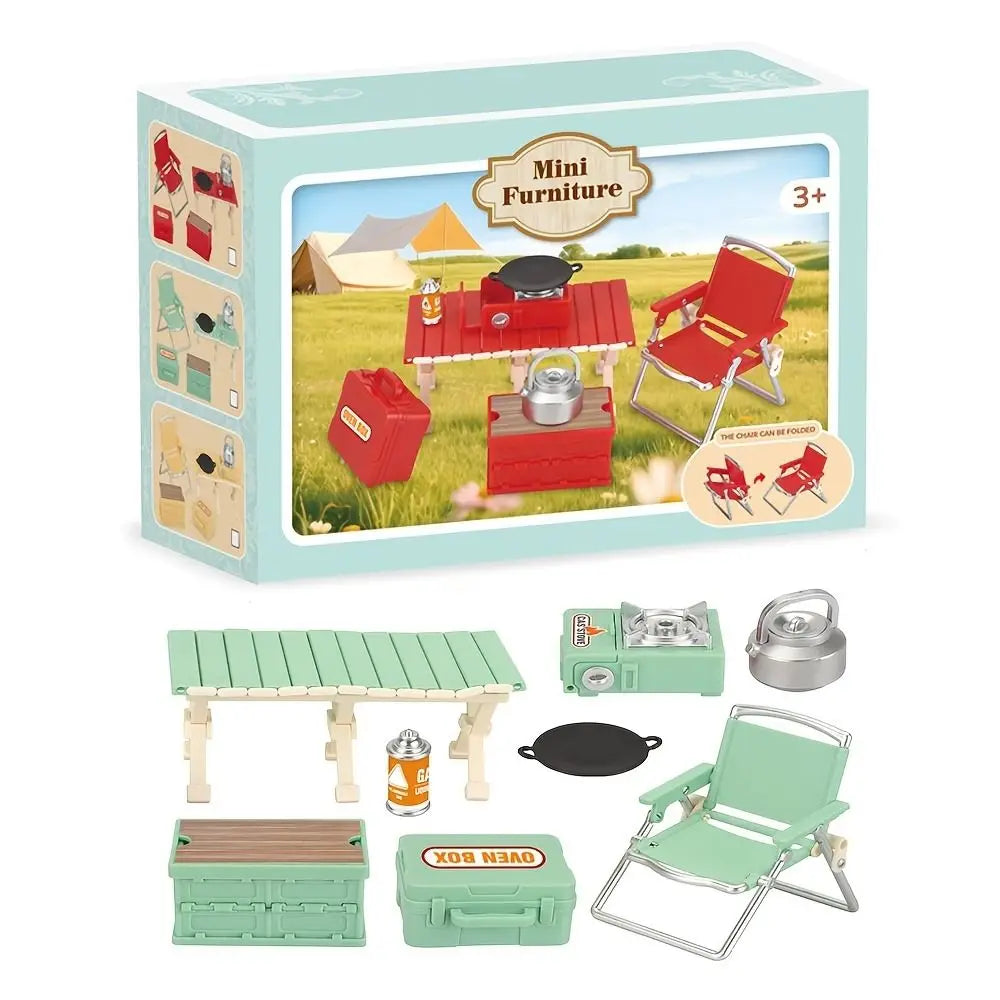 Miniature Camping Set 8pc – Fairy Garden Dollhouse Decor