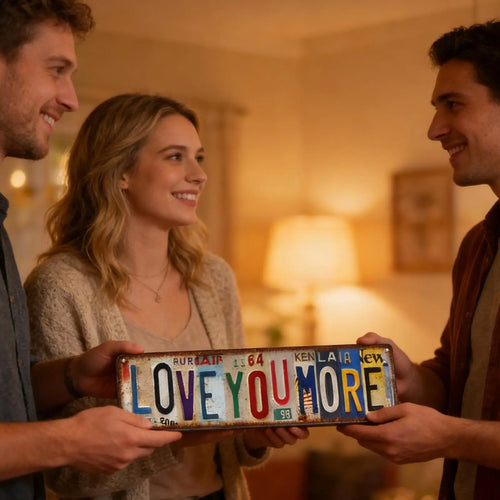 "Love You More" Vintage Metal Wall Sign | Rustic Retro Decor