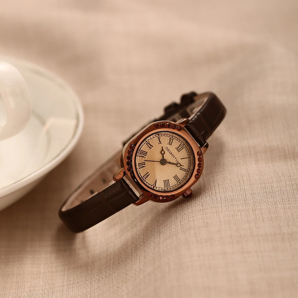 REBIRTH Retro Roman Numeral Casual Quartz Watch | Leather Band