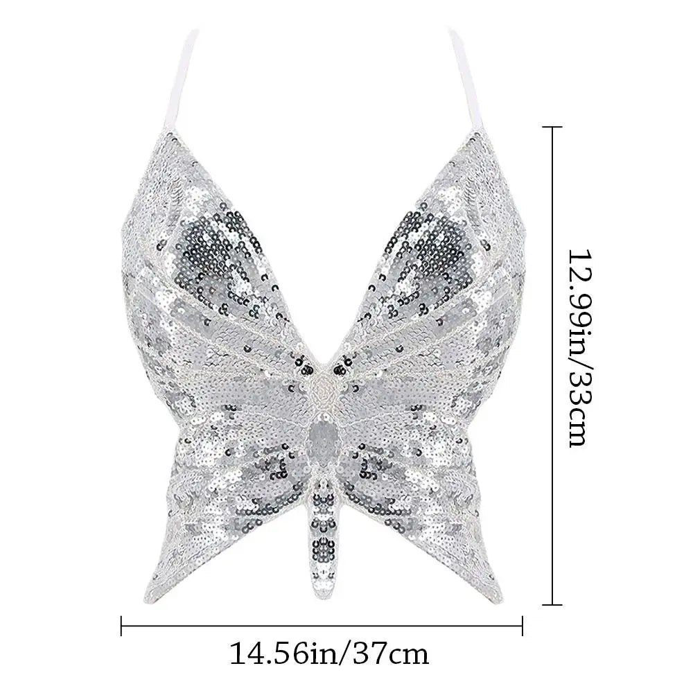 Women's Sparkly Sequin Halter Bra – Belly Dance Crop Top