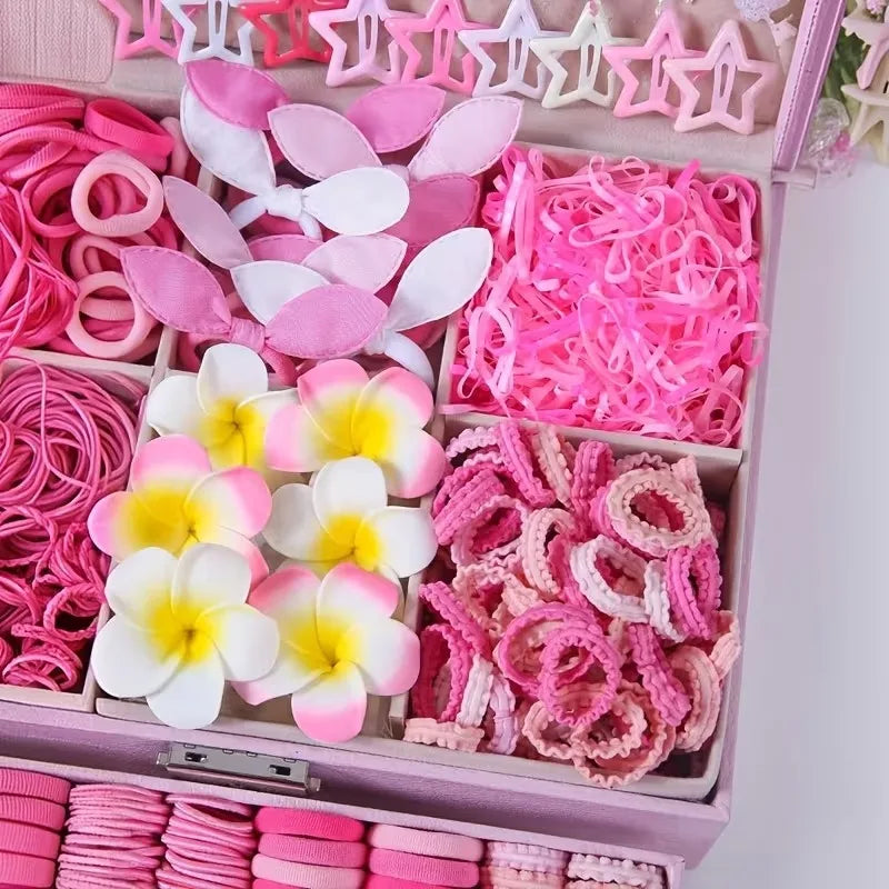 630PCS Girls Hair Accessories Set – Clips, Ties & Barrettes