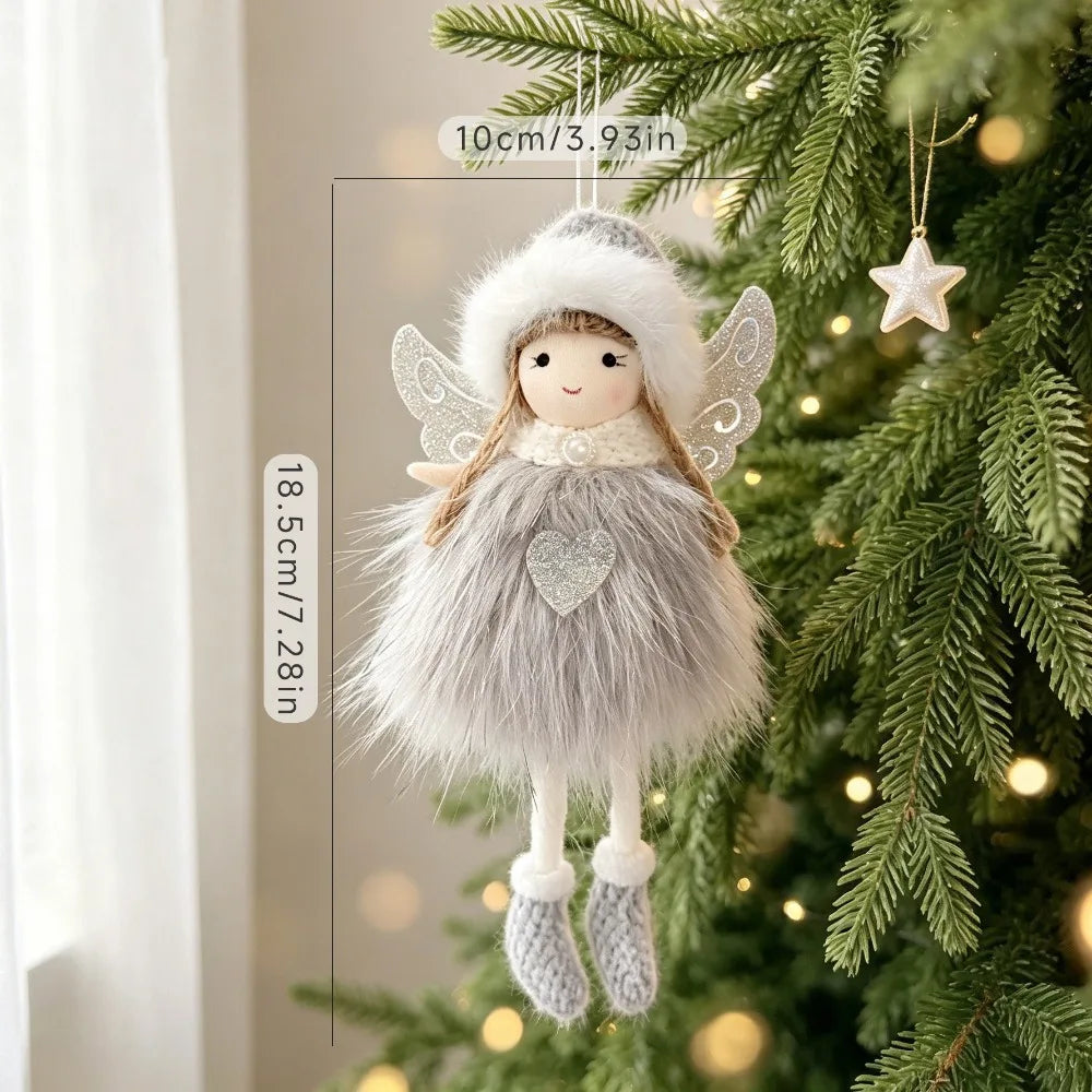 Plush Christmas Angel Ornament – Fluffy Wings Hanging Pendant