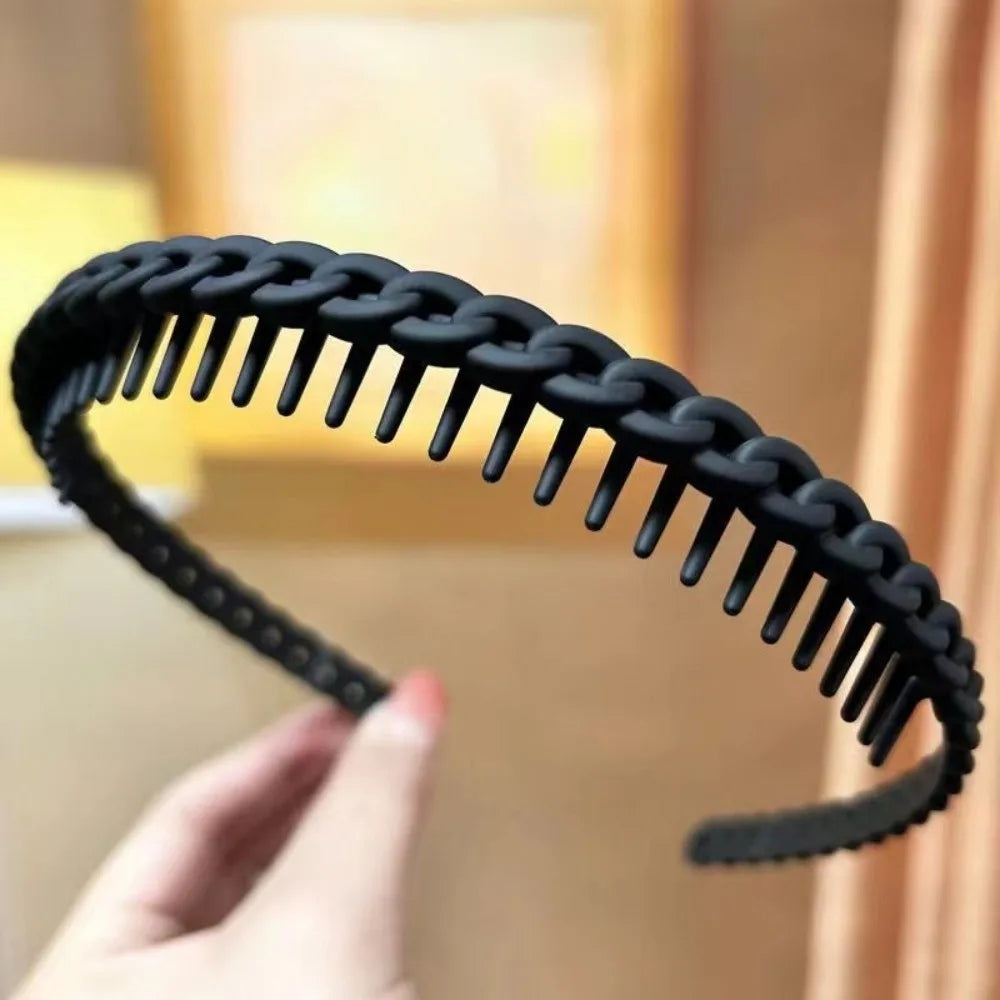 Frosted Anti-Slip Toothed Headbands – Braided Wave Multicolor