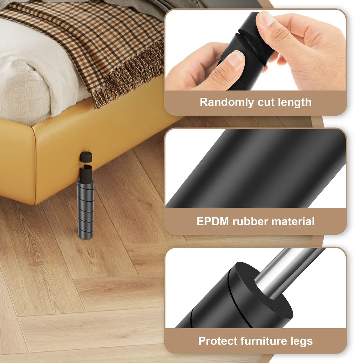 4-Pack EPDM Rubber Furniture Leg Covers – Non-Slip Protectors