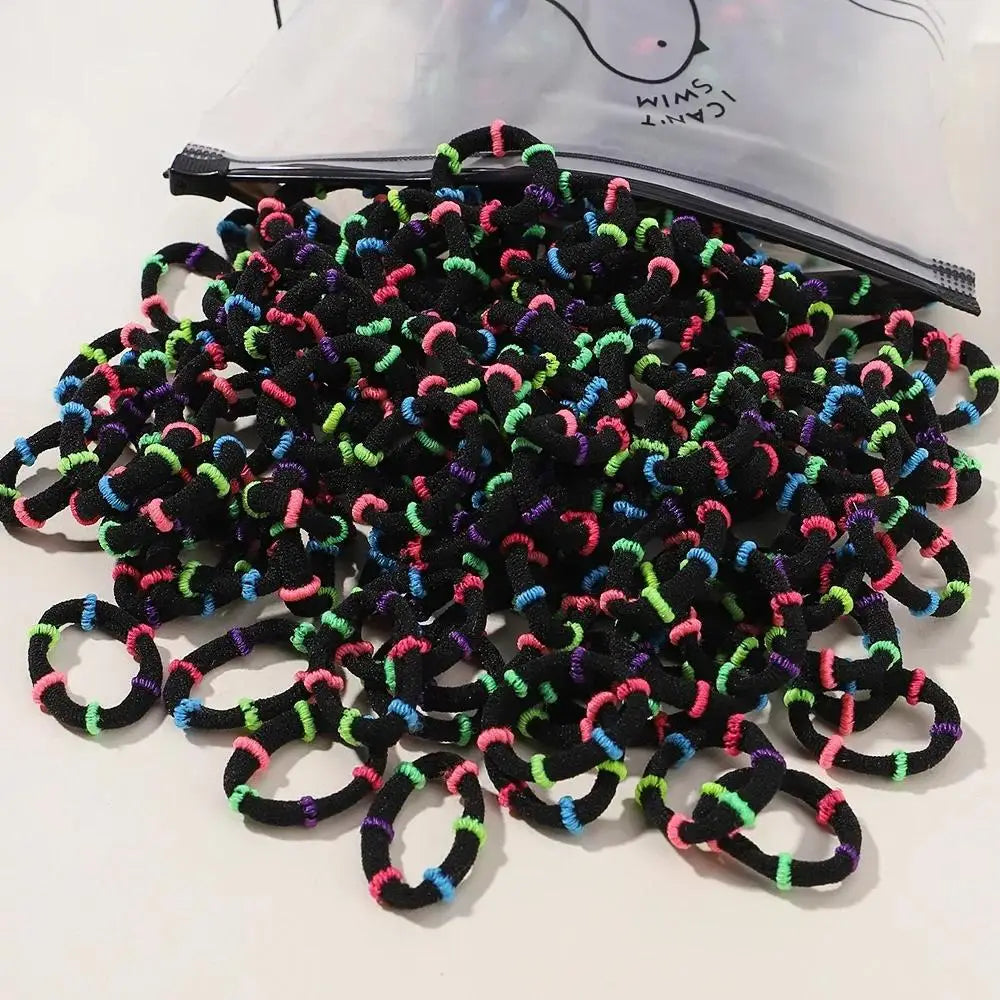 200pcs Colorful Elastic Hair Bands for Kids – Ponytail Ties