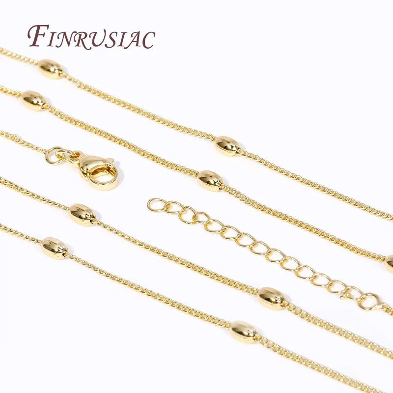 18K Gold Plated Rice Bead Chain Necklace 49CM | DIY Jewelry
