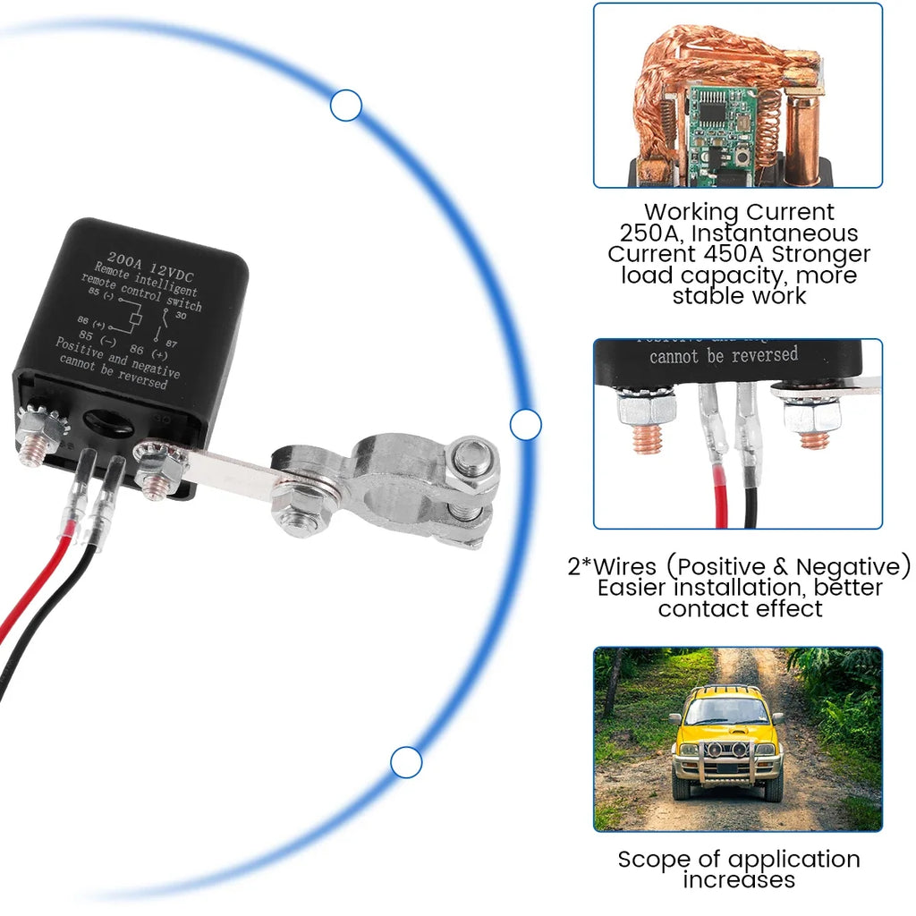 12V 200A Remote Battery Disconnect Switch – 2 Key Fobs
